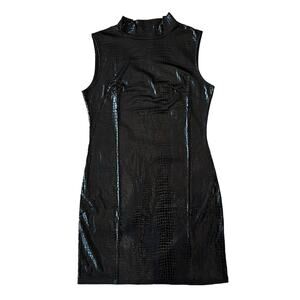 SHEIN Black Faux Crocodile Print Shiny Sleeveless Mini Dress Size Medium US 6